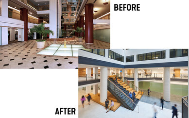 National Press Building, Workplace, Interior Lobby, Commercial Office Buildings, Architecture, Interior, Architecture, Lighting Design, Fire Protection & Life Safety