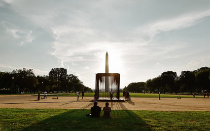 Society's Cage Installation Washington monument the mall BLM Black Lives Matter architecture Cultural SmithGroup